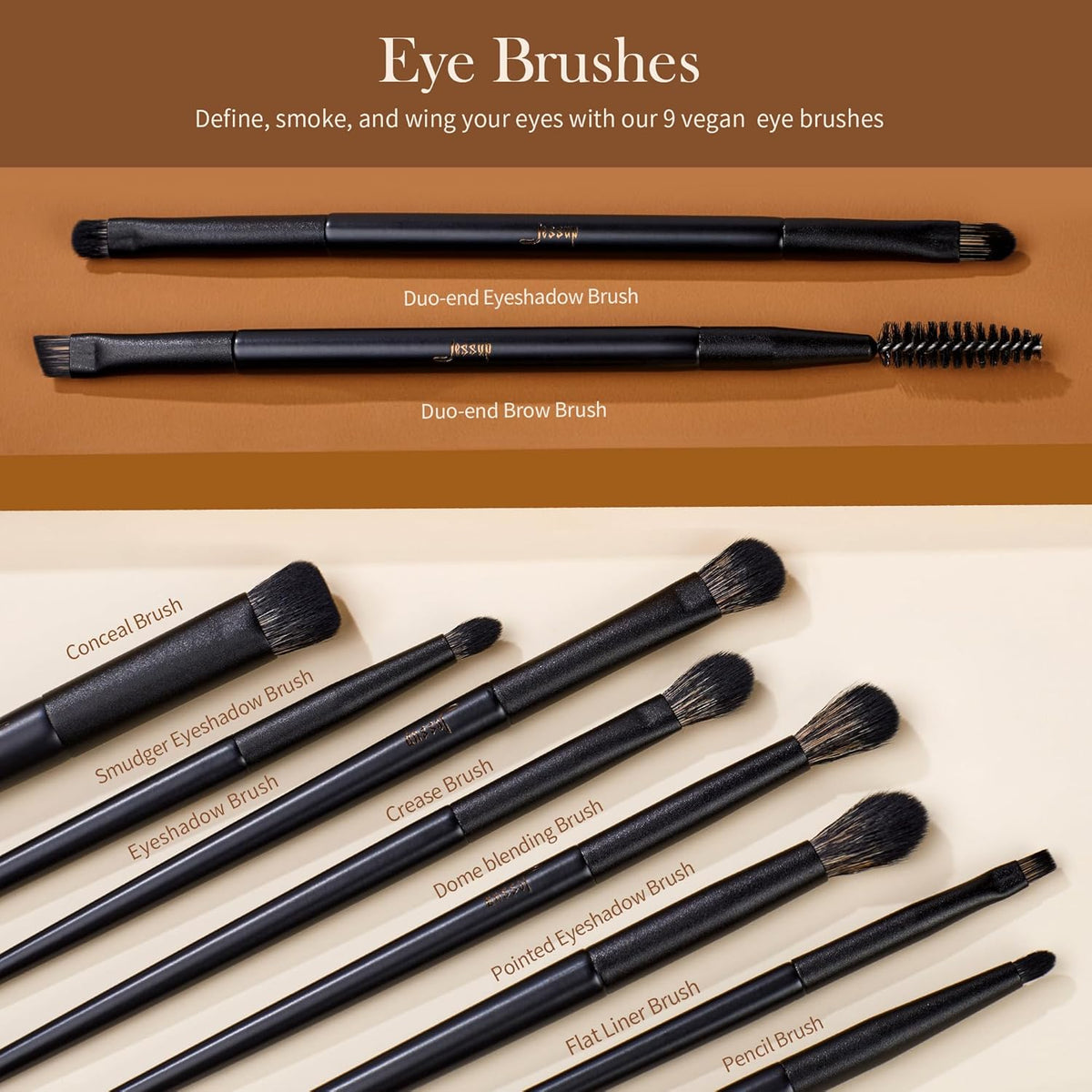 Jessup Makeup Brushes Set Jessup Make up Brushes 14Pcs Black Kabuki Foundation Eyeshadow Contour