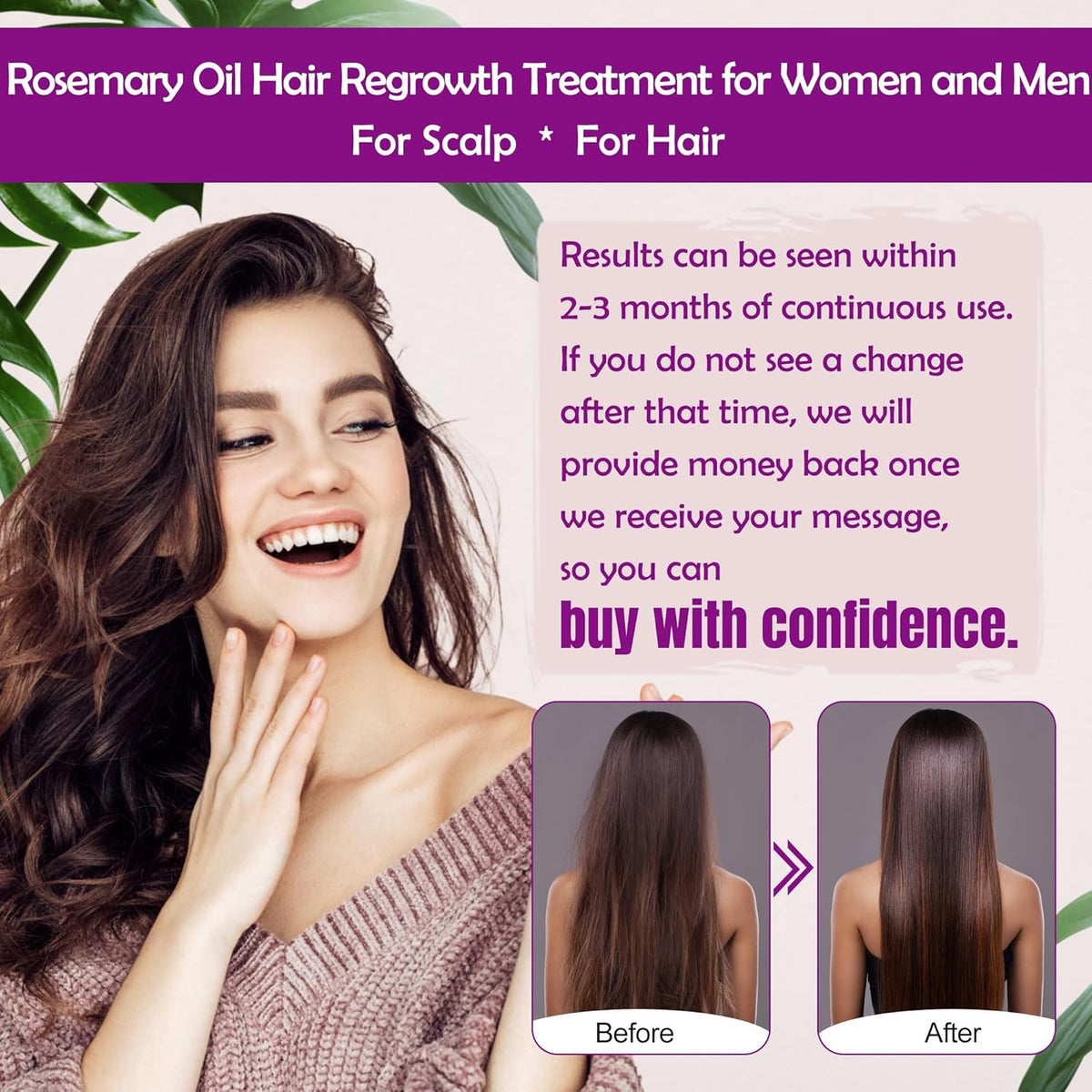 Rosemary Oil Hair Growth Serum W/Rosemary Water & Rice Water Spray Hair Growth,Biotin Castor Oil
