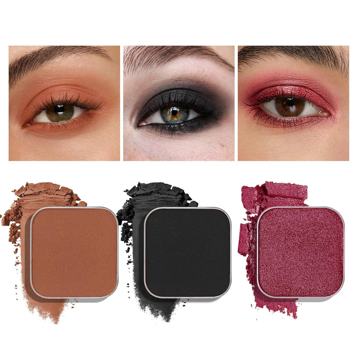 3-Color Eyeshadow Combo Pack – Matte & Shimmer Neutral Shades,Powder, Highly Pigmented