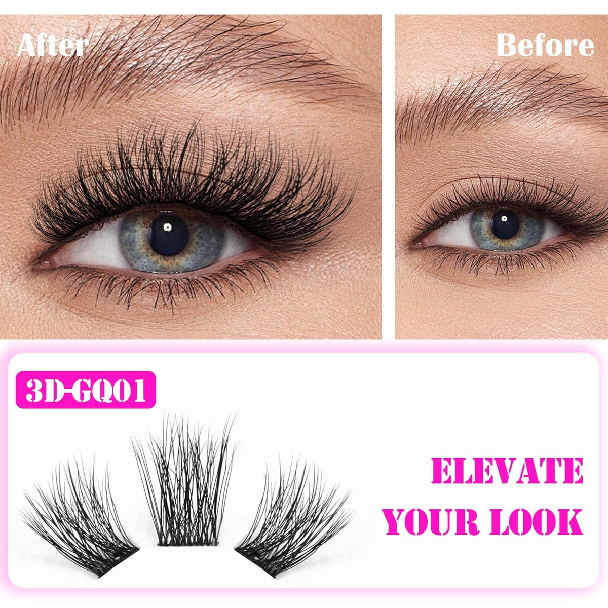 GAQQI Lash Clusters, Cluster Eyelash Extensions 120 Cluster Lashes, Volume Eyelash Clusters