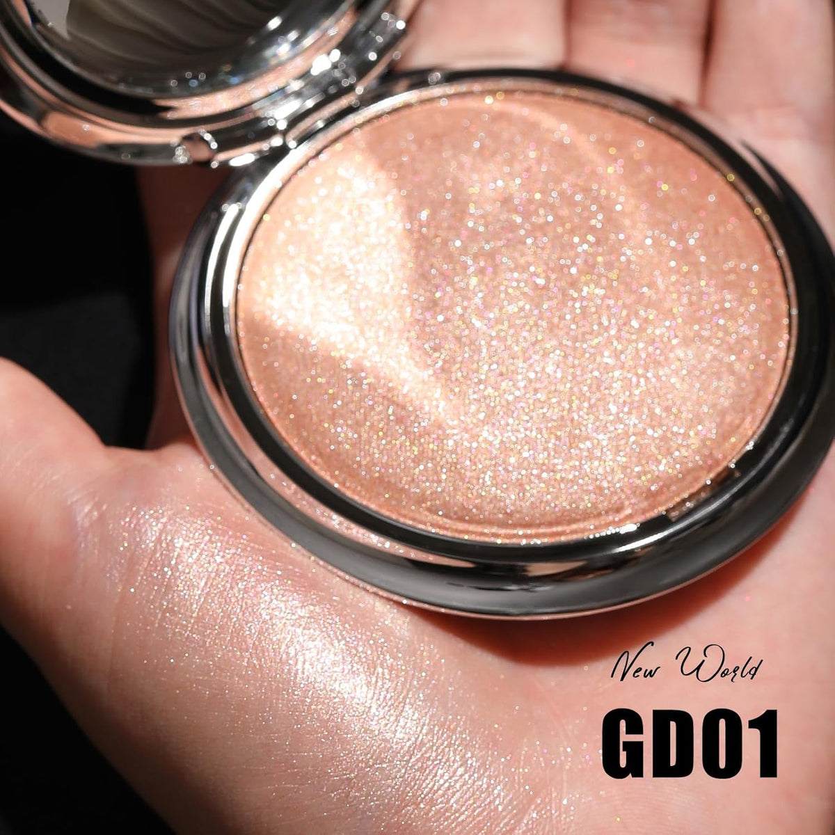 FOCALLURE Shimmer Face Highlighter Makeup Powder, Gel to Powder Glow Finish, Leaving a Lightweight