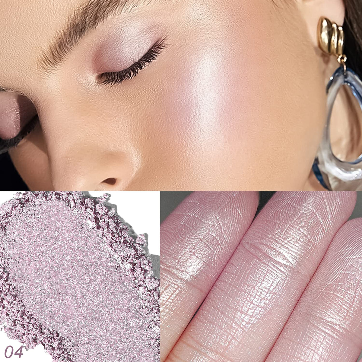 YOUNG VISION Pressed Powder Highlighter, Baked Natural Glow Contour Powder & Face Highlighter