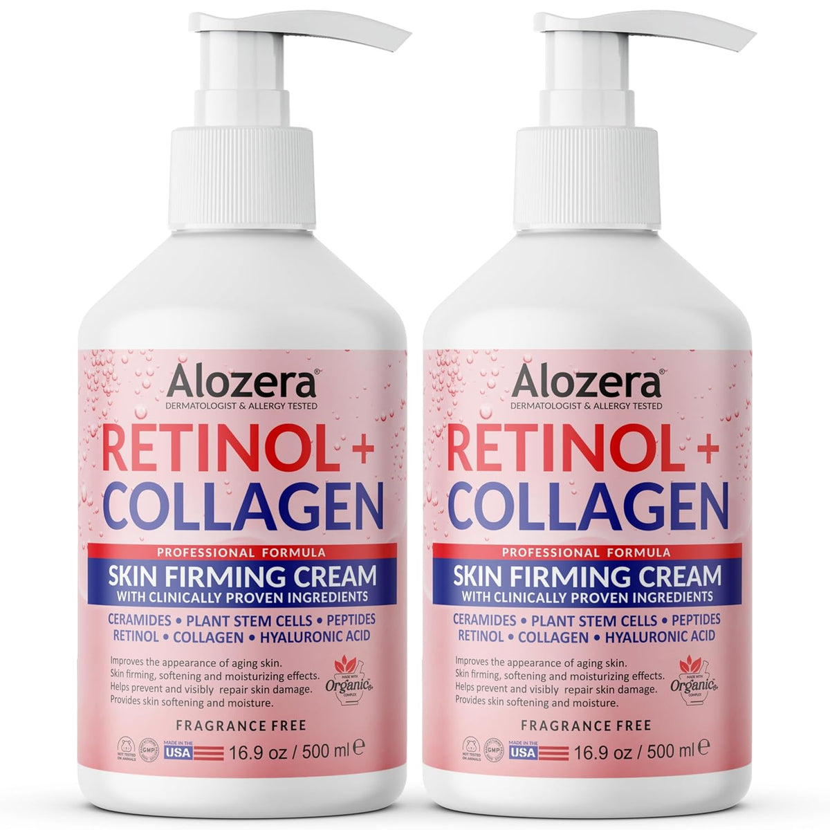 Skin Firming Retinol Collagen Body Lotion with Stem Cells for Aging Skin and Wrinkles, Non-Greasy