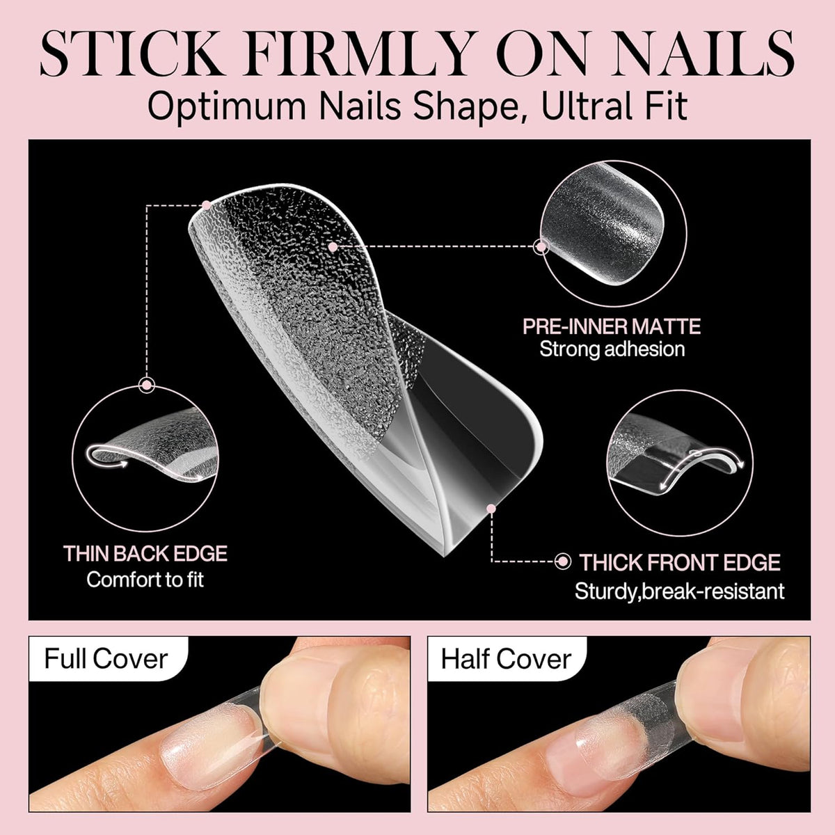 Short Square Nail Tips Matte Short Square Gel Tips 504pcs Clear Nails Full Cover Acrylic False