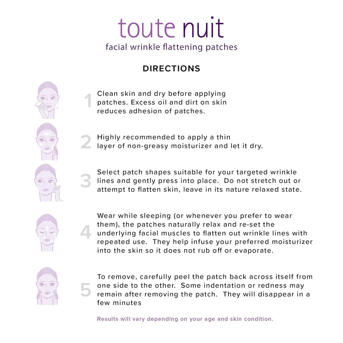 Toute Nuit Wrinkle Patches – Y Shape – Face Tape for Forehead, Between the Eyes & Around Mouth