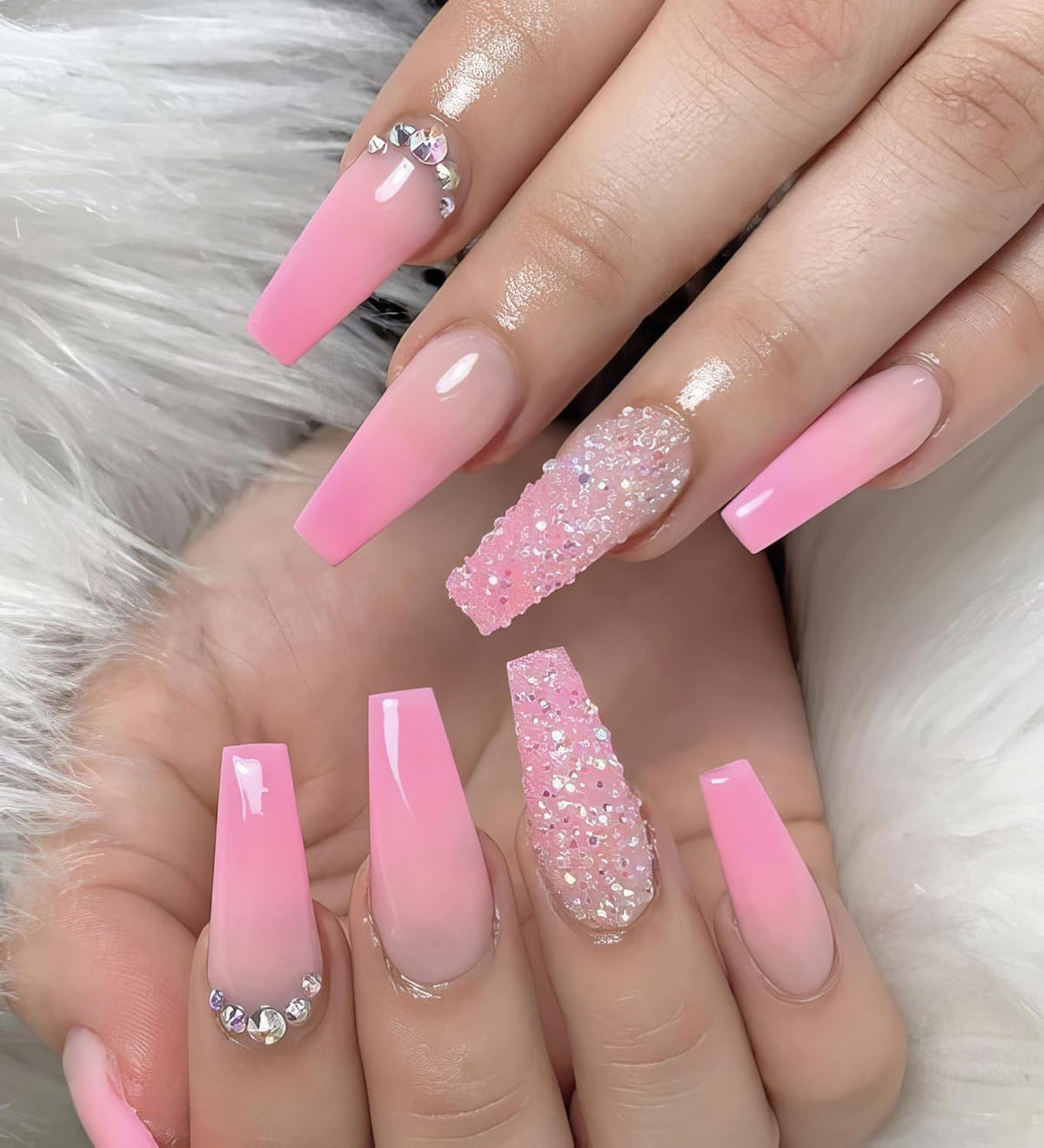 UNA GELLA Gel Nail Tips Coffin - Long Coffin Ballerina Nails Tips Half Cover Ballerina Acrylic Fake