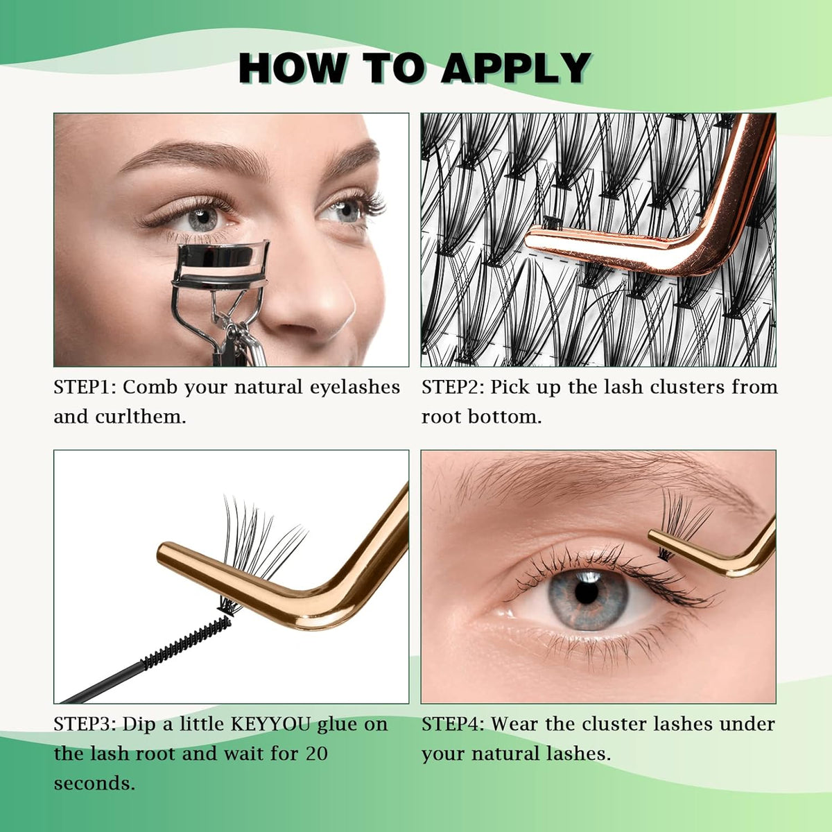 Lash Clusters 300Pcs Individual Lashes 20D 0.07D Curl9-18MIX Lash Extensions Clusters Lashes
