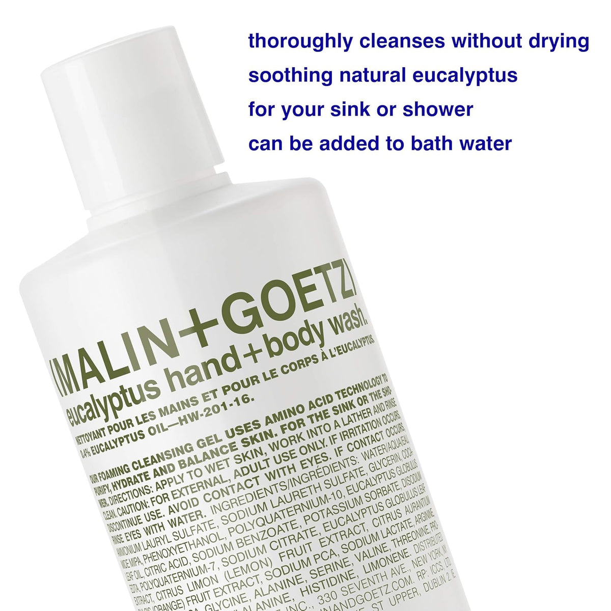 Malin + Goetz Eucalyptus Hand + Body Wash natural cleansing, purifying, hydrating hand & body wash.
