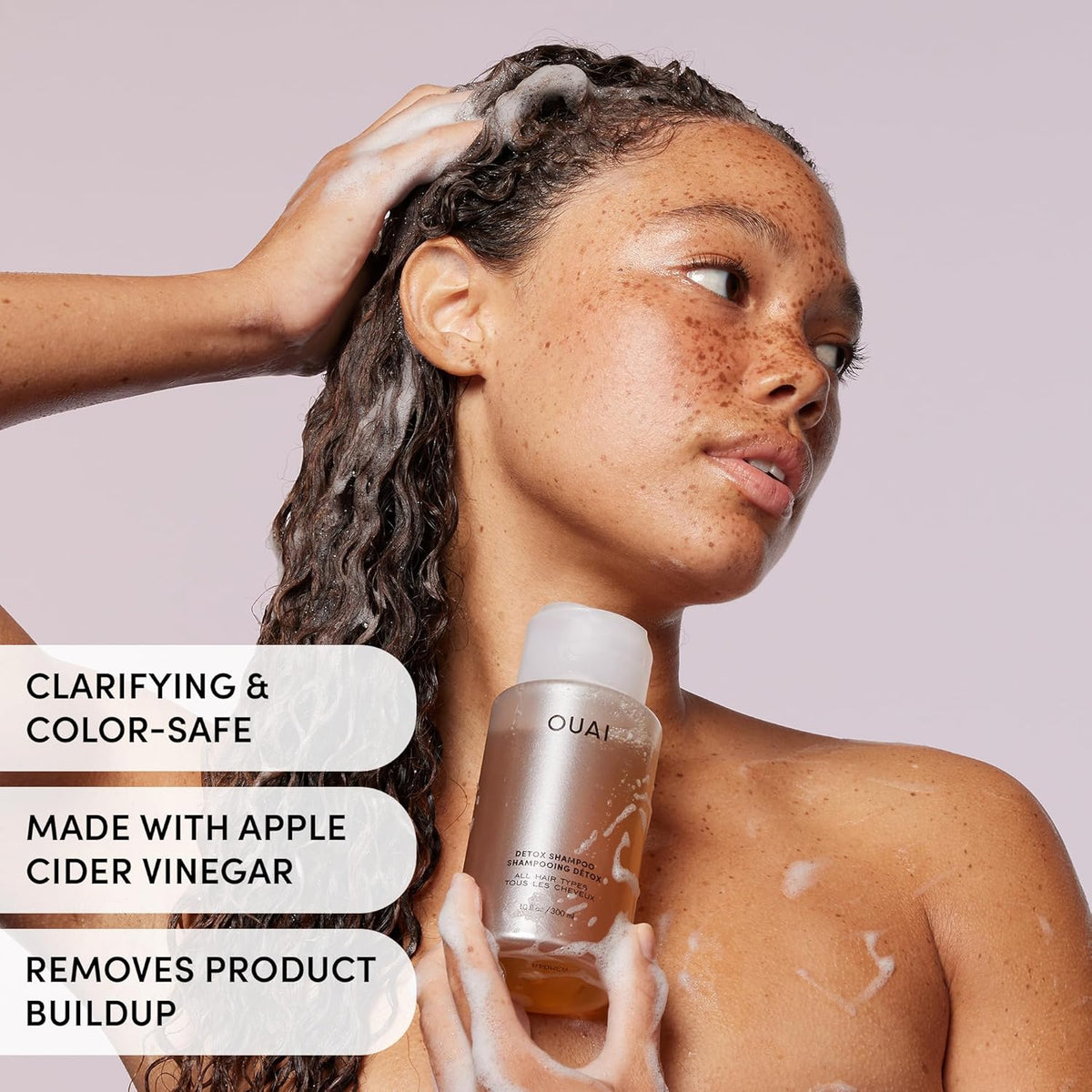 OUAI Detox Shampoo - Clarifying Shampoo for Build Up, Dirt, Oil, Product and Hard Water - Apple