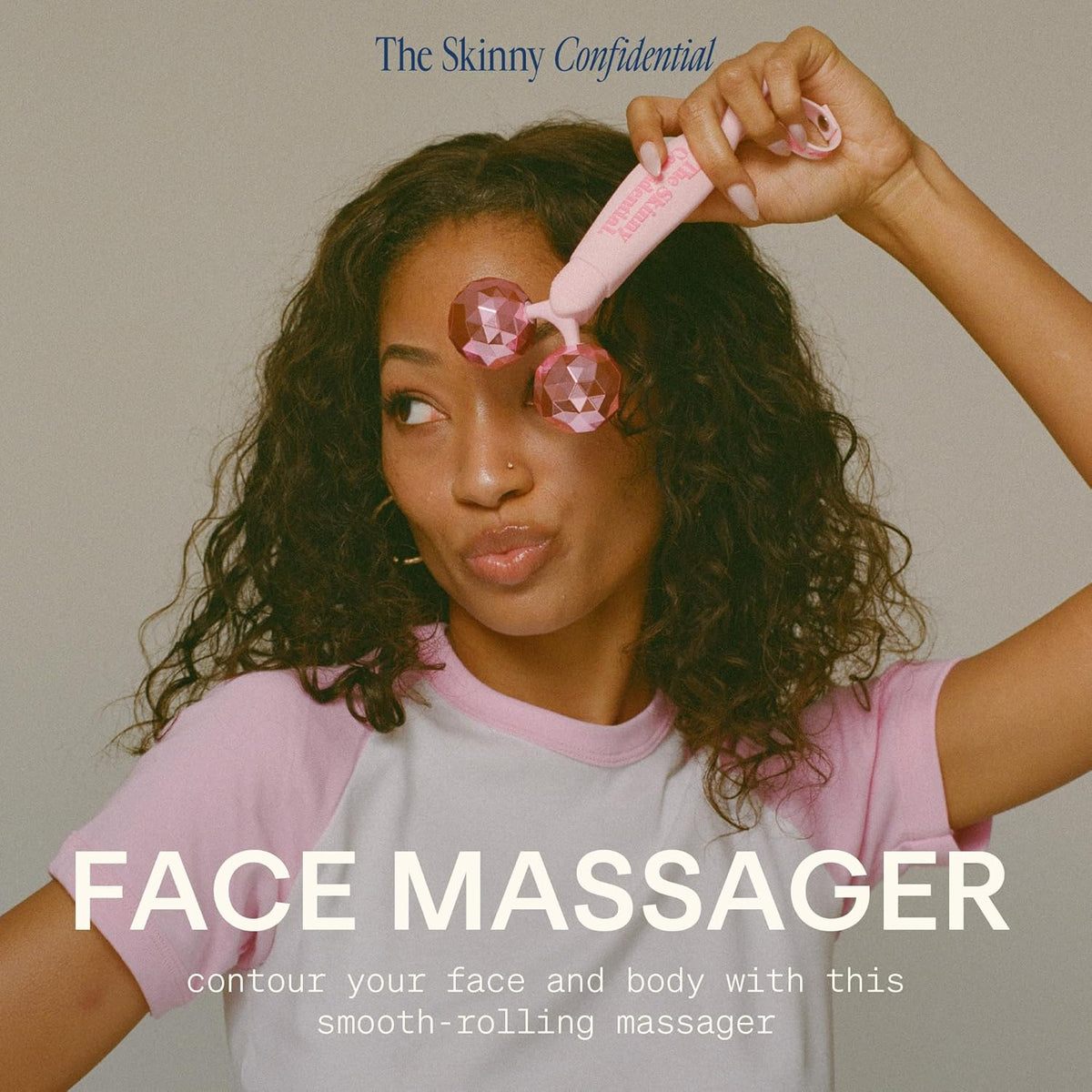 The Skinny Confidential Face Roller - Pink Balls Eye & Facial Roller Massager - Face Massage Tools