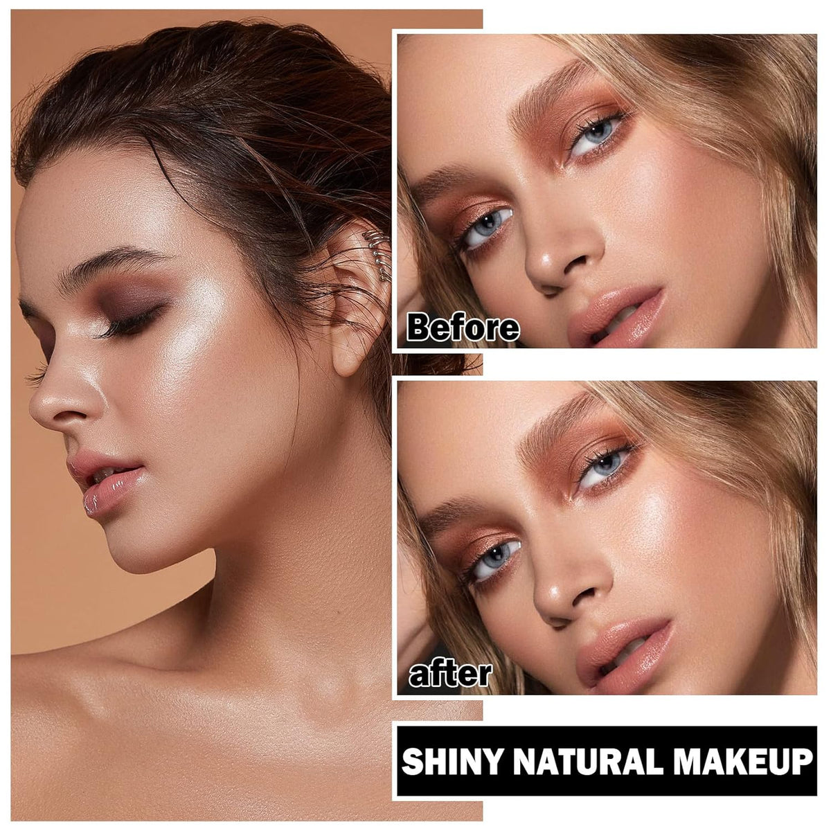 Face White Highlighter Makeup Palette Shimmer Contour Powder Waterproof Long-Lasting, Brightens