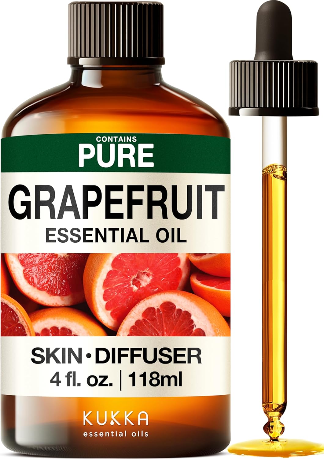 Kukka Grapefruit Essential Oil for Skin - 4 Fl Oz - Aromatherapy Grapefruit Oil for Diffuser &