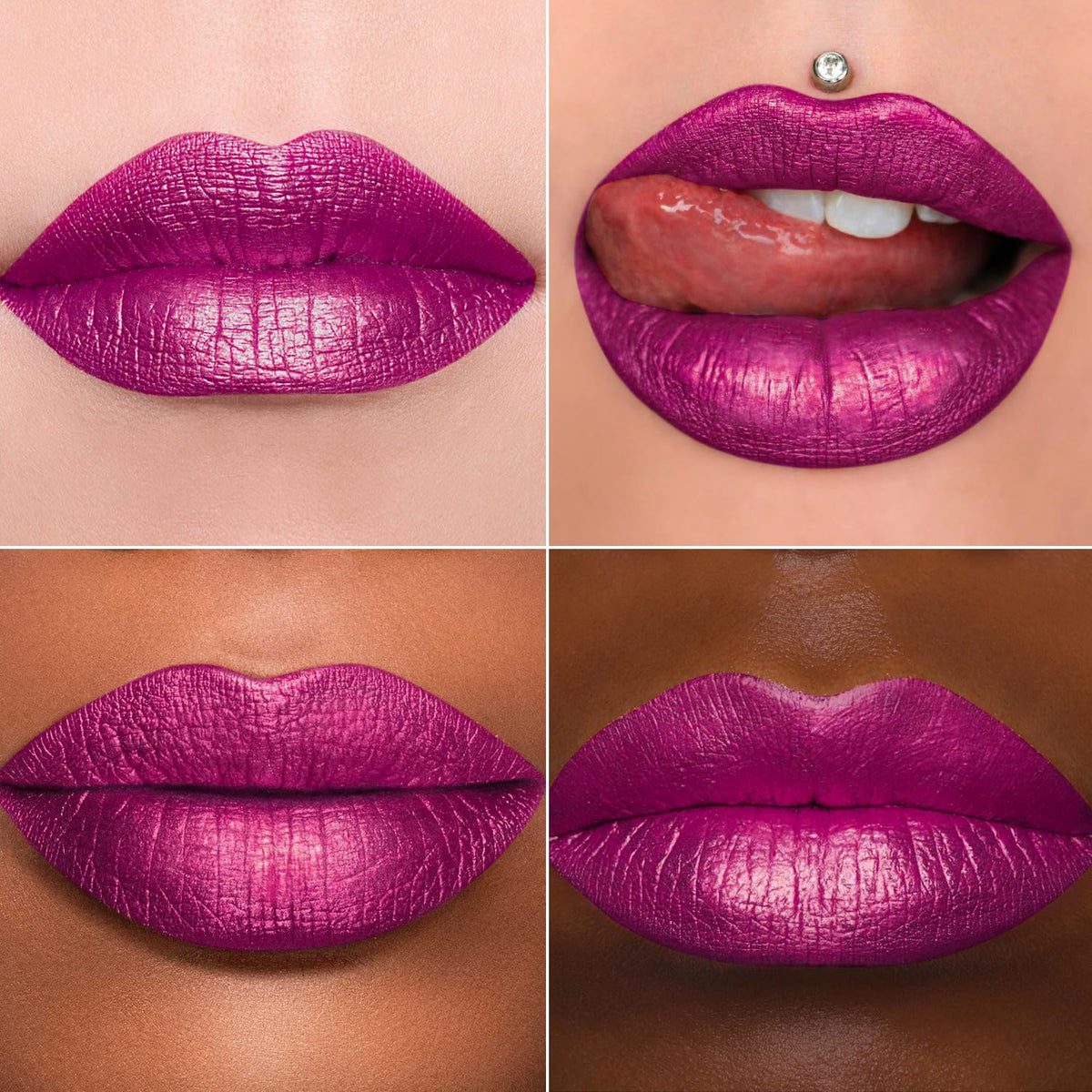 MAKI YIKA Hot Pink Lipstick for Women Metallic Lipsticks Glitter Long Lasting Lipstick No Smudge No