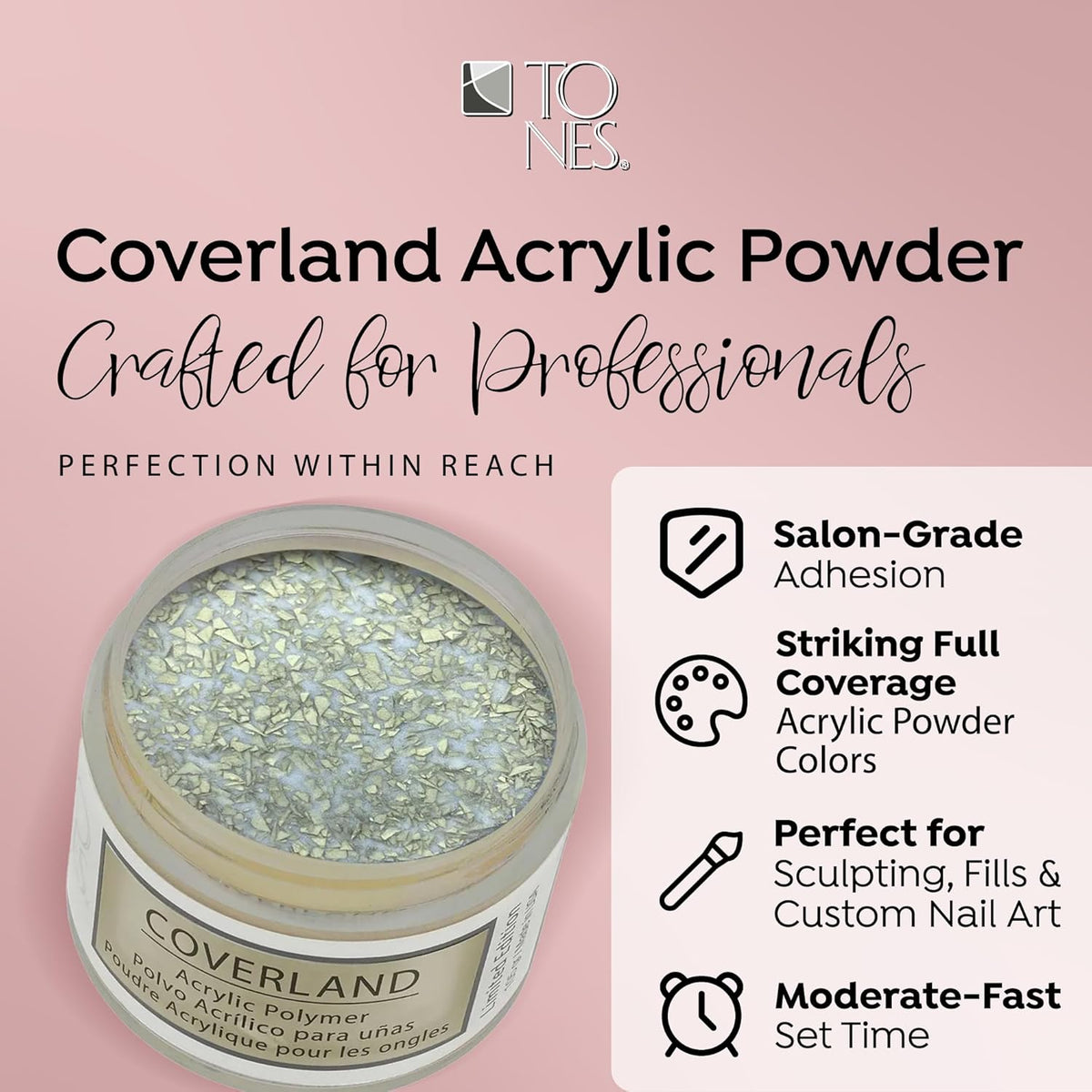 Tones Coverland Acrylic Nail Powder "Crushed Gold" - Limited Edition Acrylic Powder for Nail