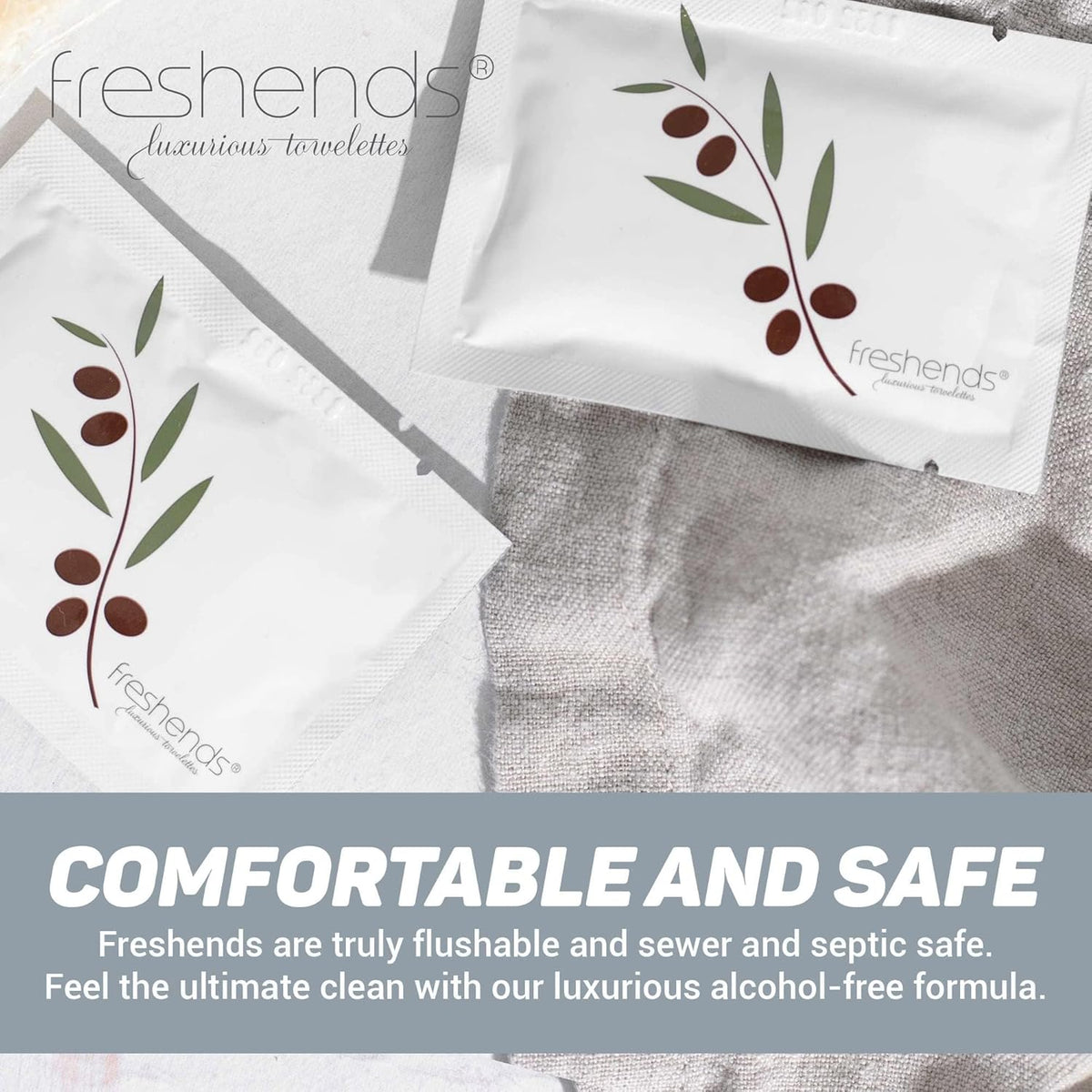 Freshends Flushable Individually Wrapped Wipes – 50 Bulk Pack Luxurious Towelettes, Guest Bathroom