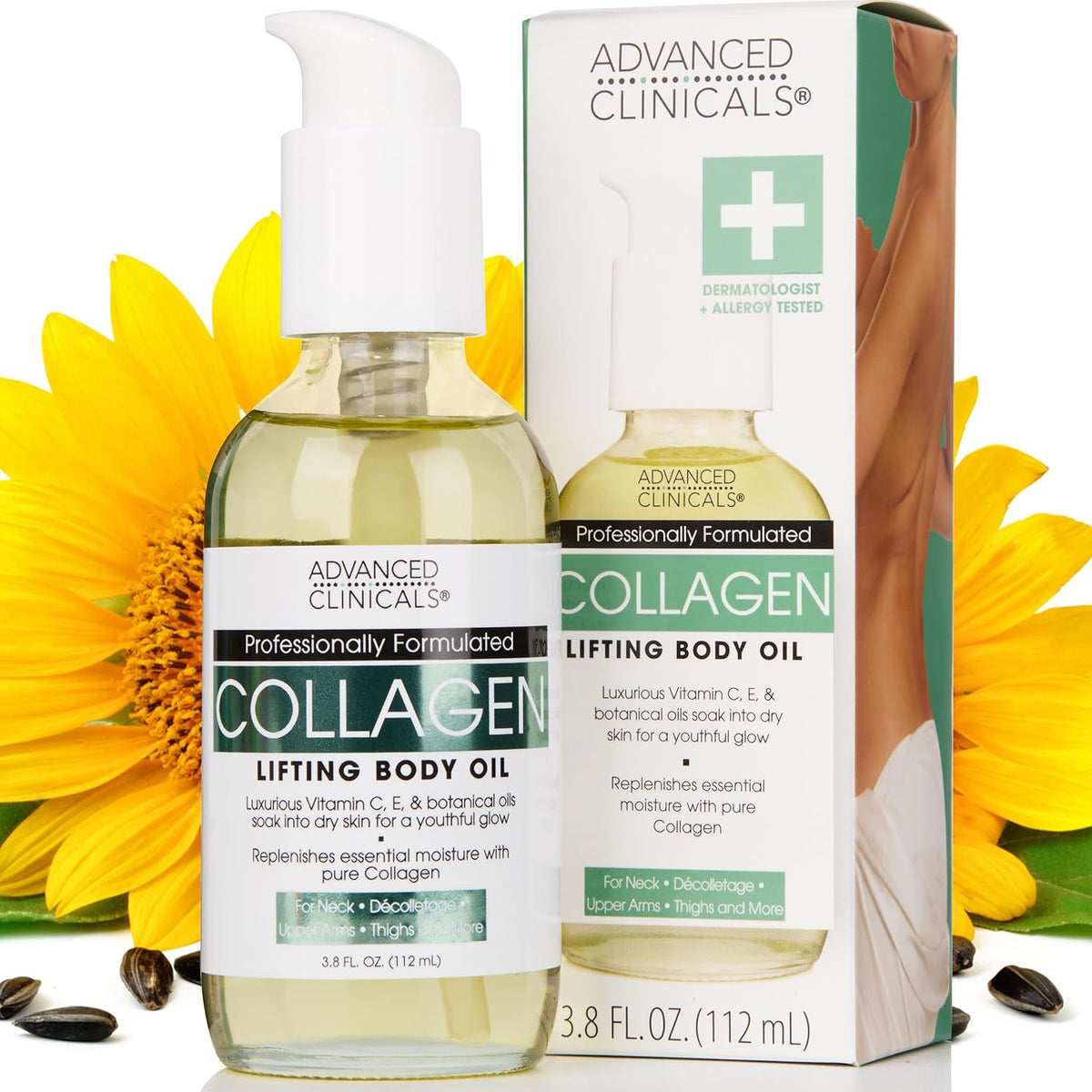Advanced Clinicals Hydrating Collagen Oil For Body & After Shower | Visible Anti Aging Moisturizing