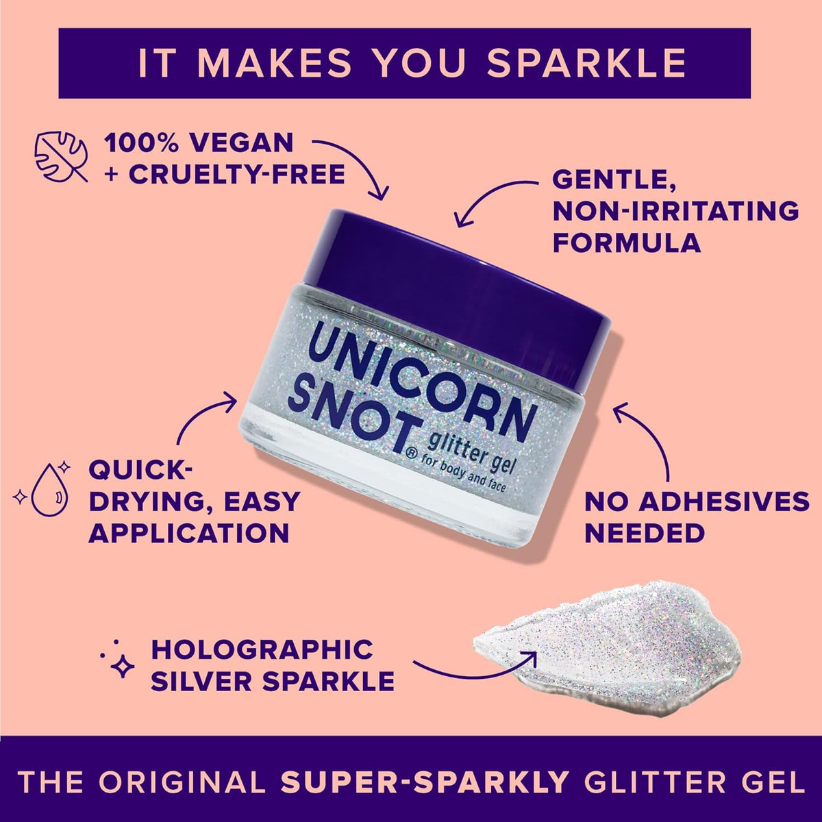 UNICORN SNOT Holographic Face Glitter & Body Glitter Gel: Glitter Makeup, Hair Glitter, Festival