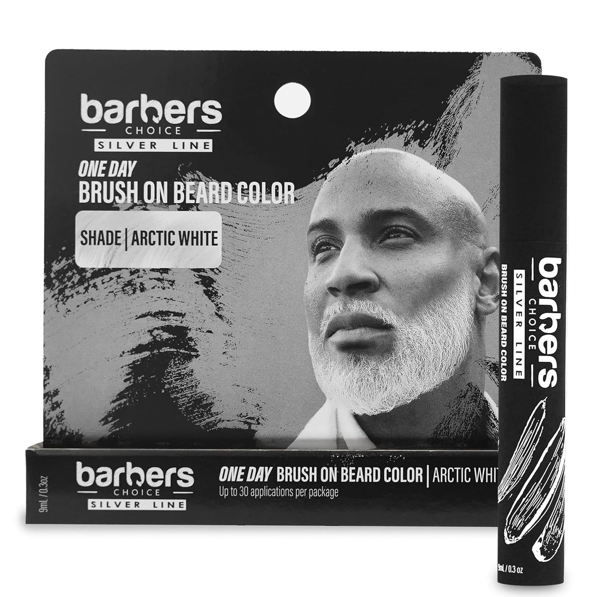 Barbers Choice Silver Line, Facial Hair Brush on Temporary Color for Silver Fox Men- Instantly