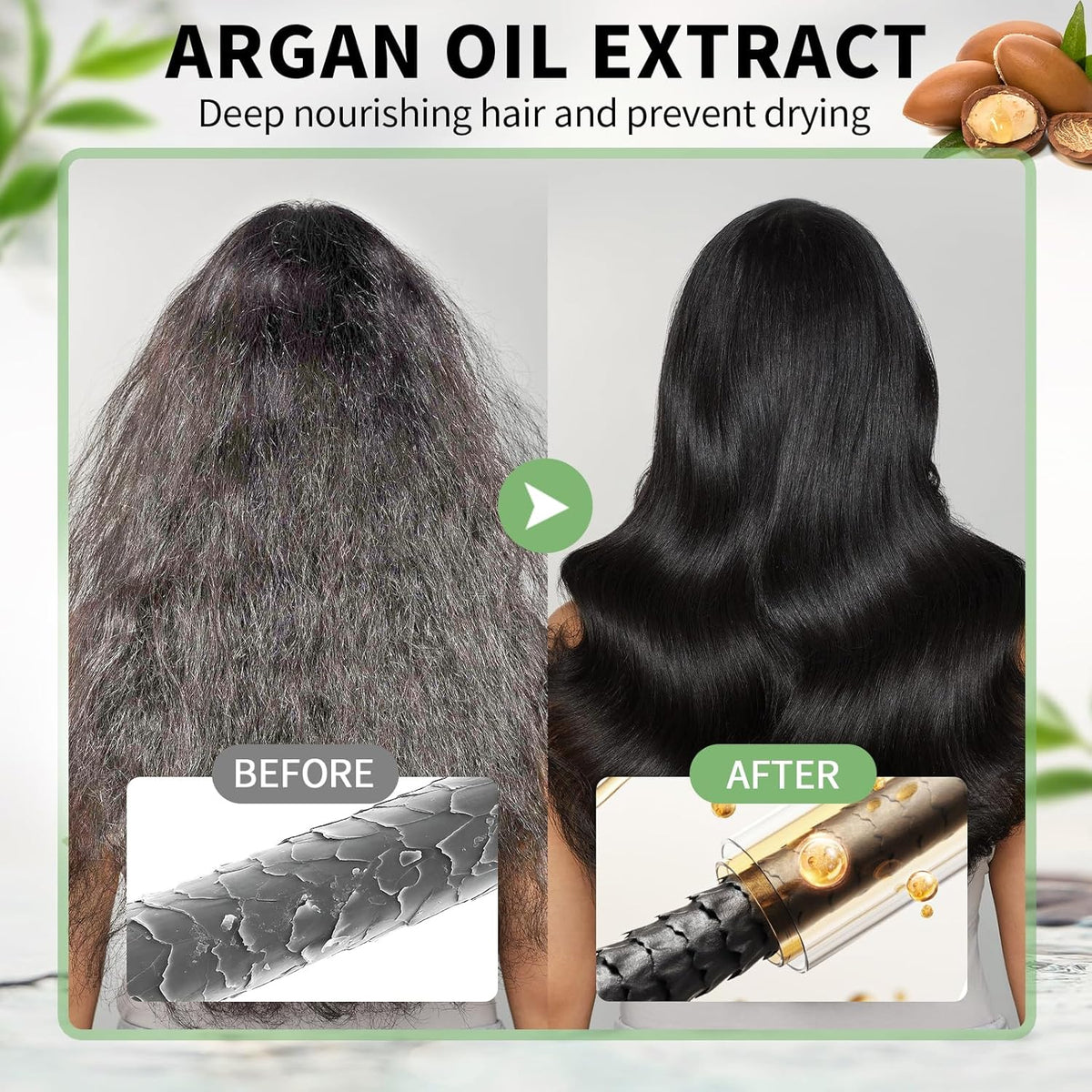 Black Hair Dye Shampoo for Women & Men, Gray Hair Coverage Herbal Natural 3 in 1 Hair Color