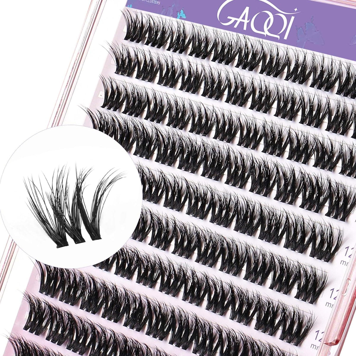GAQQI Lash Clusters, Cluster Eyelash Extensions 110 Cluster Lashes, Wispy Volume Eyelash Clusters