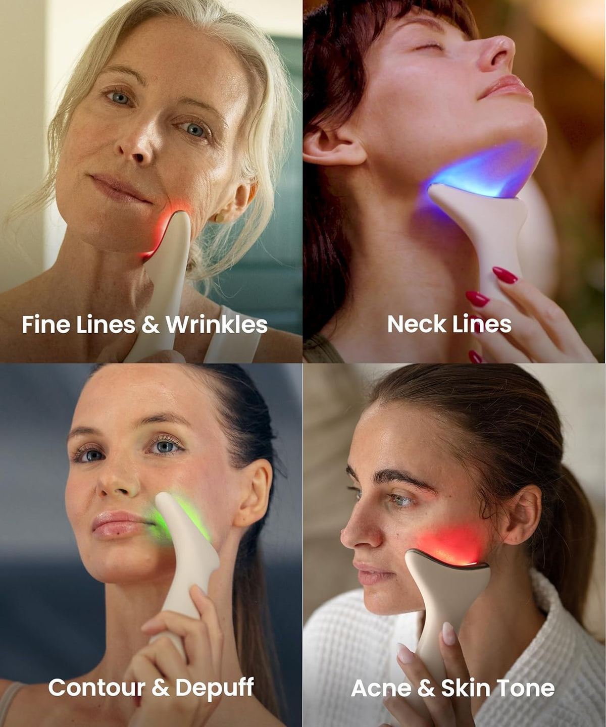 REVO Genie | Face & Neck Beauty Massager with Ultra Powerful LEDs for Wrinkles, Fine Lines, Puffy