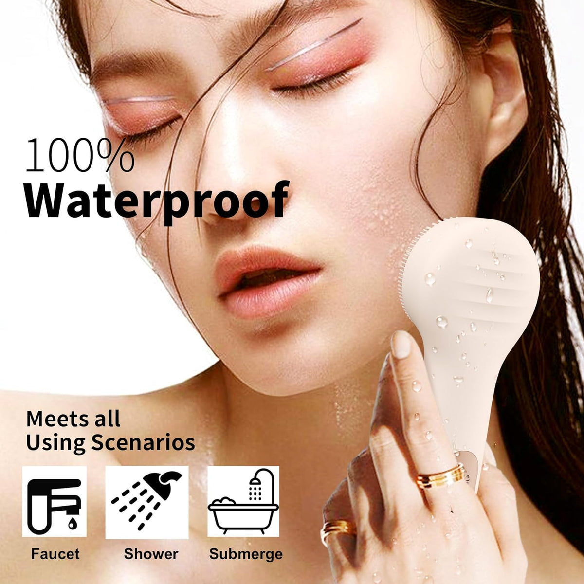 NågraCoola CLIE 2.0 Silicone Face Scrubber, Facial Cleansing Brush, Rechargeable, Waterproof Face