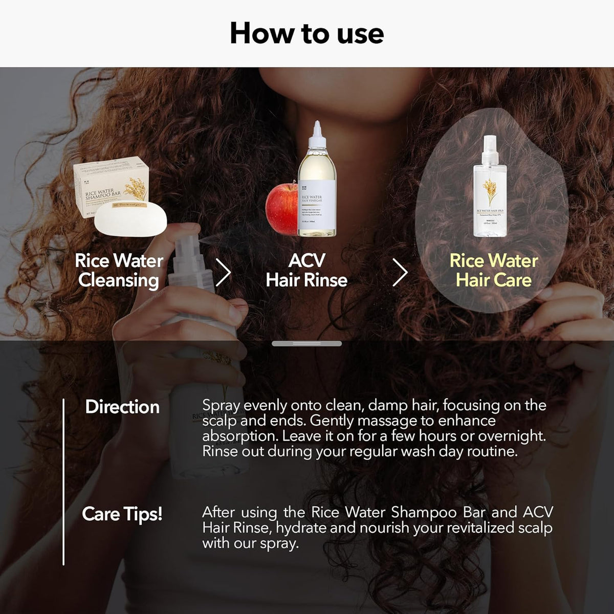 mimosu 97% Rice Water Hair Growth Spray - Fermented Rice Water & Biotin Serum, PHA Toner, Korean