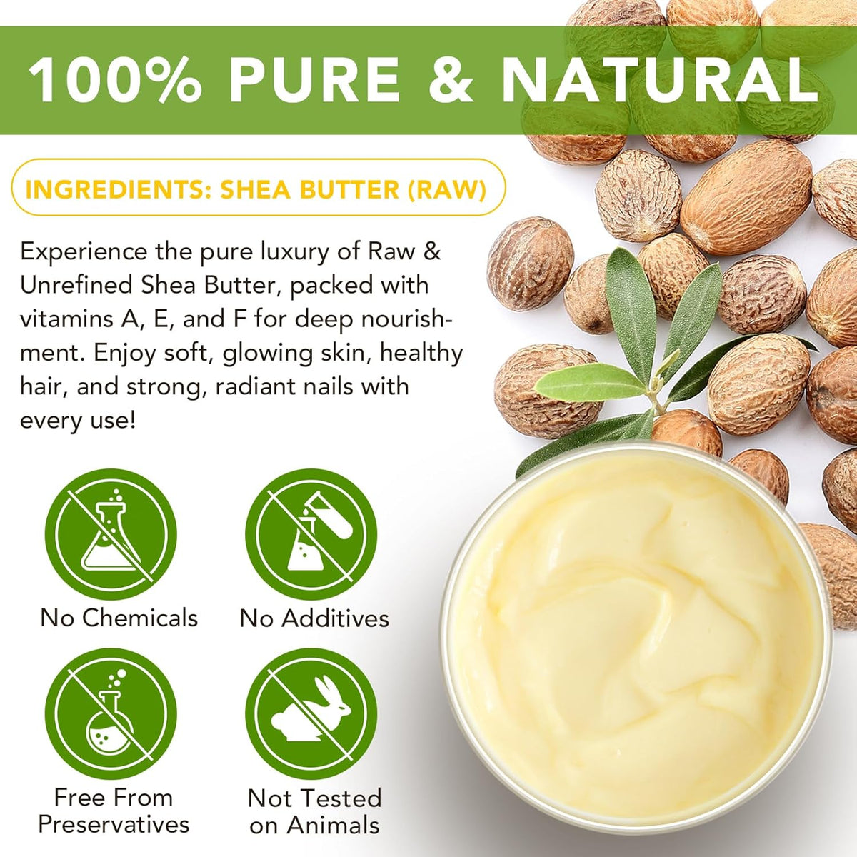 Shea Butter Raw Organic, Natural Raw Unrefined Shea Butter Hand Cream, Moisturizing and Locking