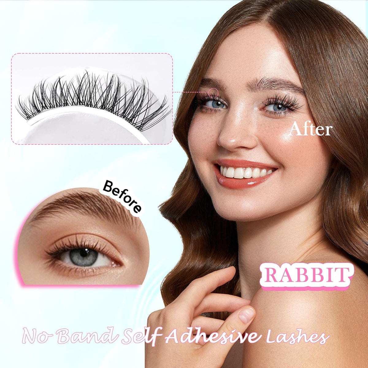 GAQQI Self Adhesive Eyelashes Clusters, No Glue Lash Clusters 10-16mm Wispy & Wet Cluster Lashes