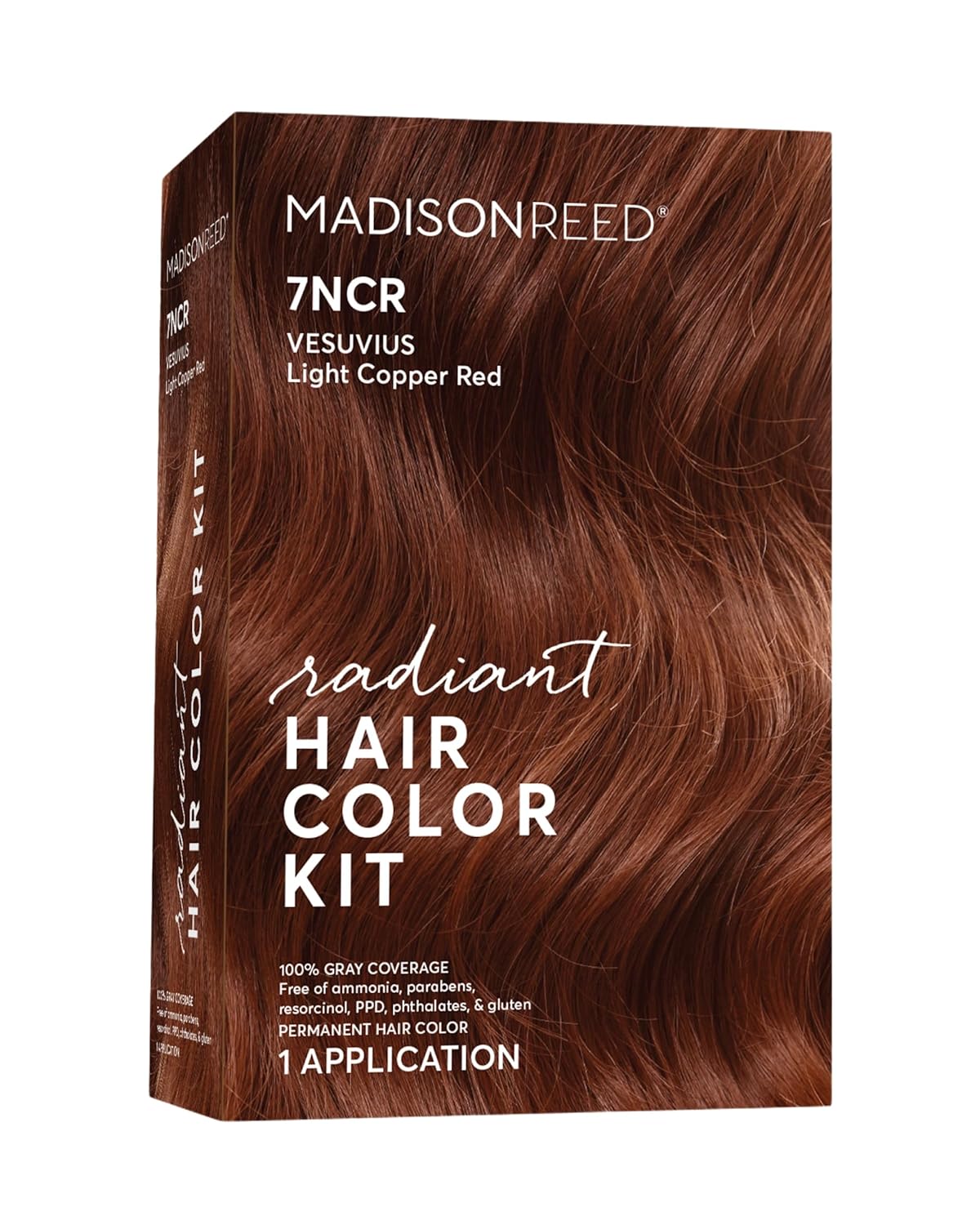 Madison Reed Radiant Hair Color Kit | 7NCR Light Copper Red (Vesuvius Red) for 100% Gray Hair