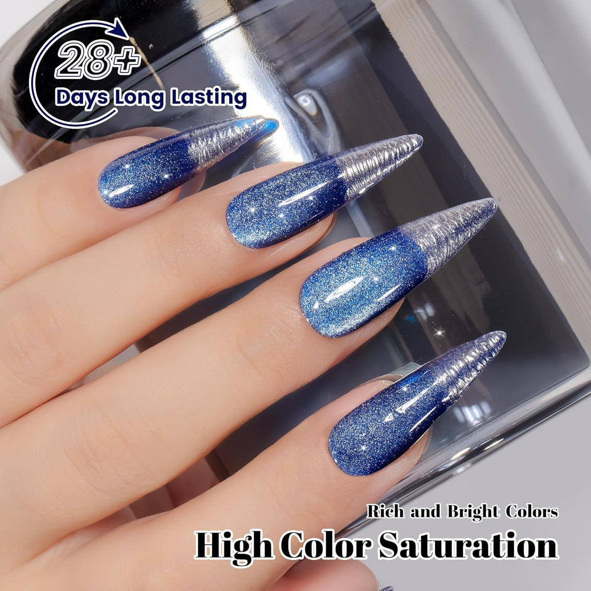 YTD Likomey Cat Eye Gel Nail Polish,15ml Blue Holographic Translucent Neutral Jelly Sheer Shiny