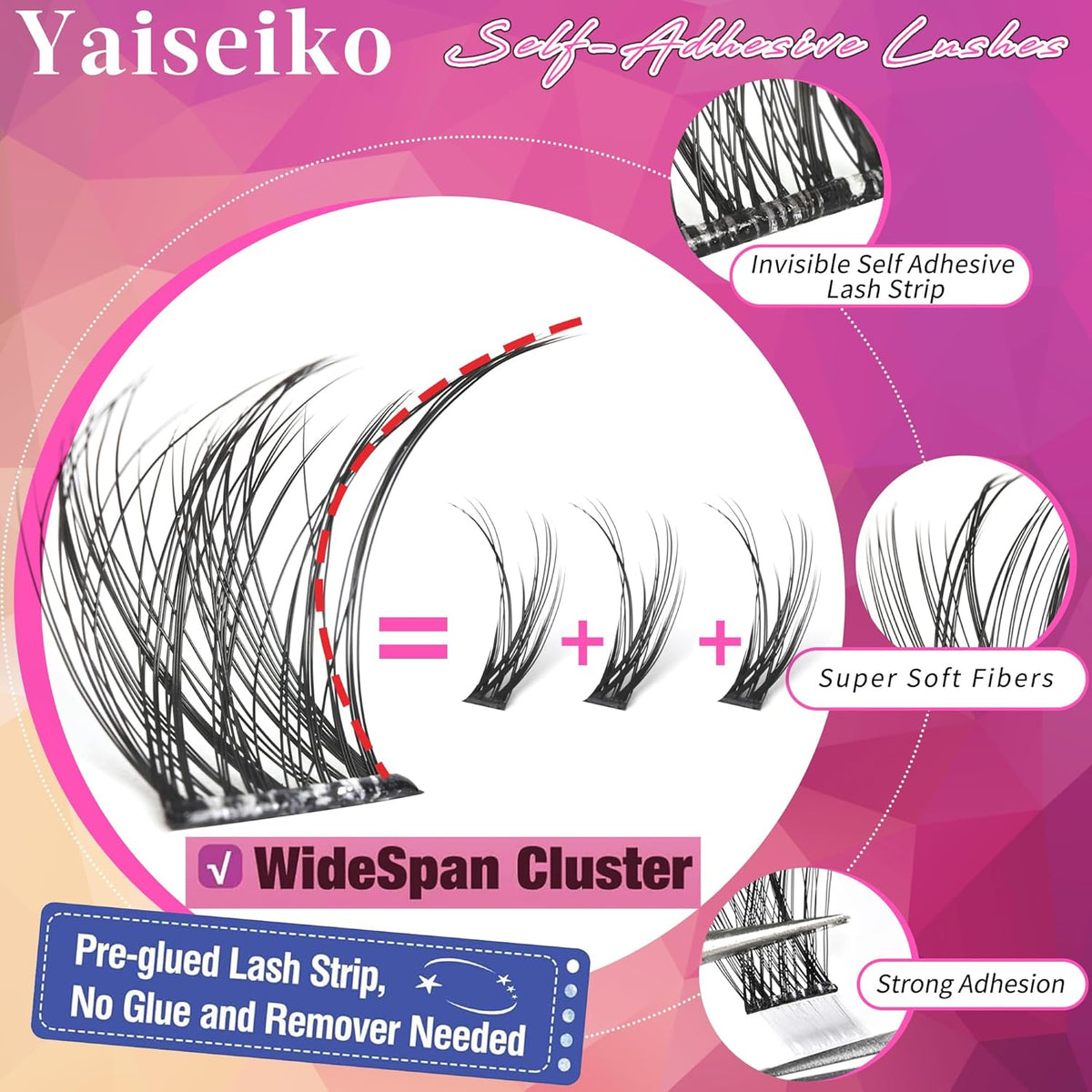 Self Adhesive Eyelashes Clusters Wispy Eyelash Extension Self Adhesive Eyelashes Reusable Press on