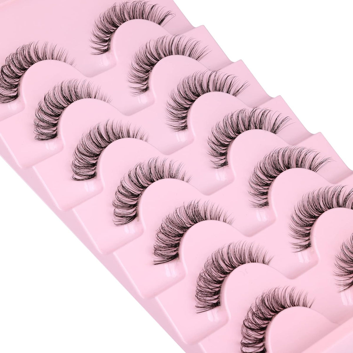 JIMIRE Lashes Natural Look Clear Band Demi-Wispies Short False Eyelashes Fluffy 3D Cat Eye 13MM