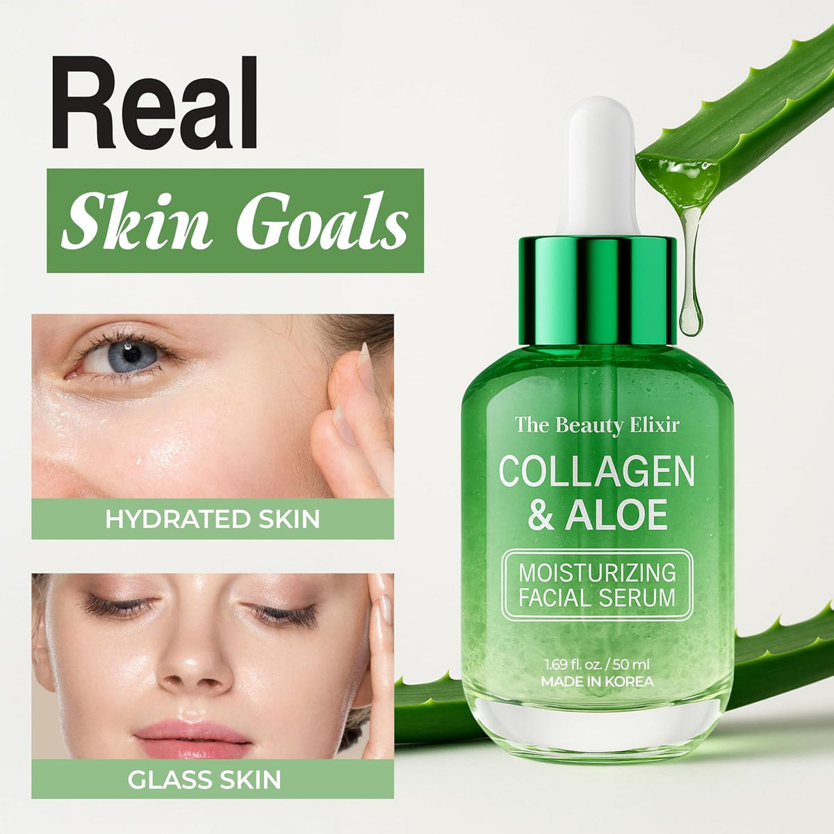Aloe & Collagen Serum For Face - Dermatologist Tested, Anti-Aging, Ultra Hydrating Aloe Vera Gel