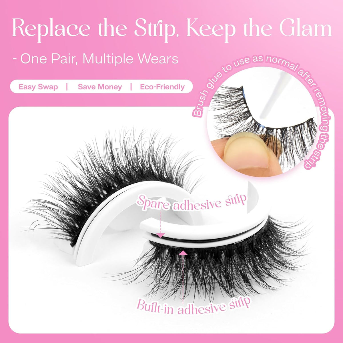 CALAILIS Self Adhesive Eyelashes 5 Pairs Natural Look Press On Lashes No Glue Need Eyelashes