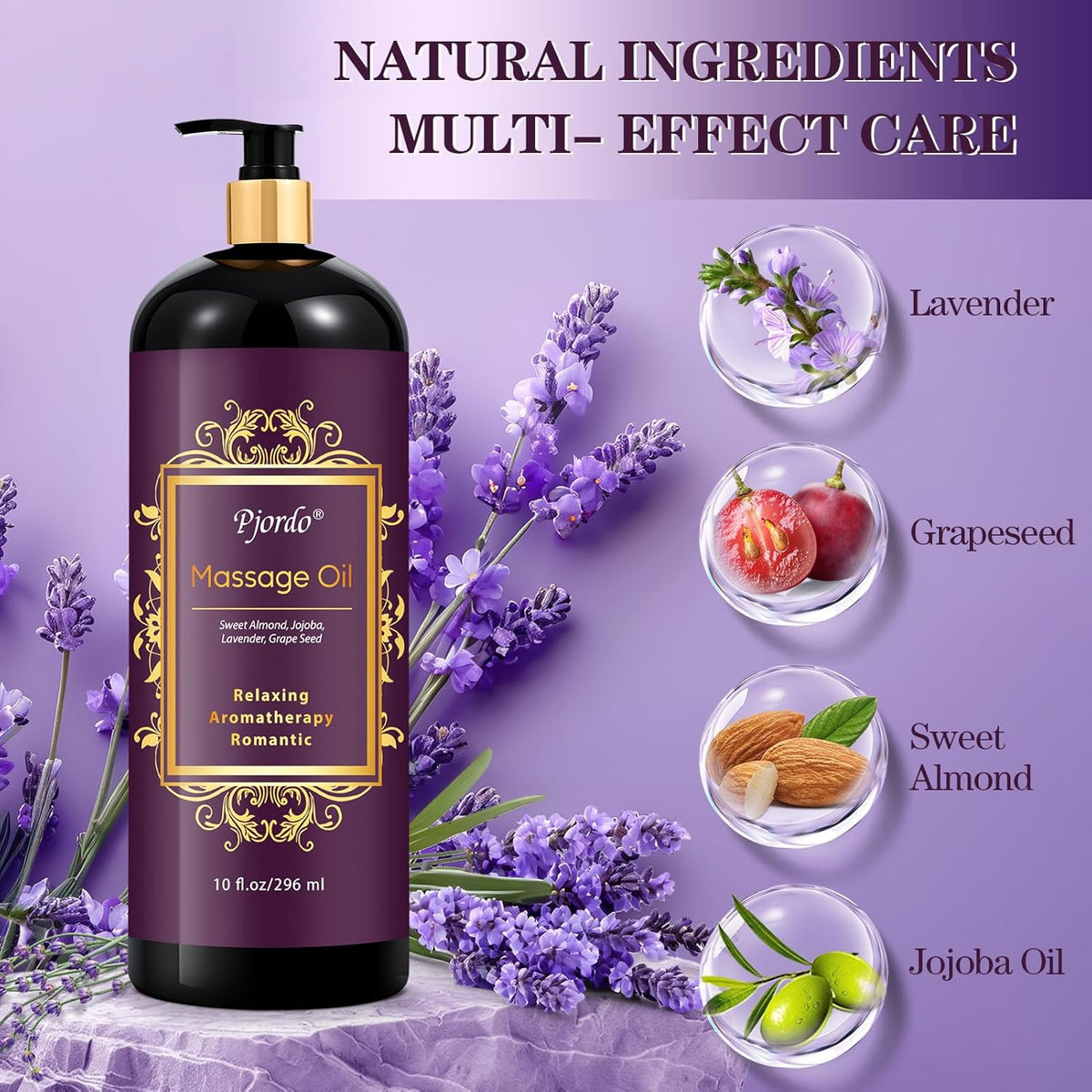 Massage Oil for Massage Therapy, Vanilla, Lavender Oil, with Massage Roller Ball, Massage Oils for