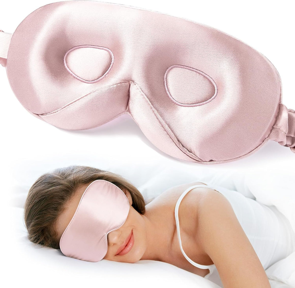 LitBear 100% 22 Momme Mulberry Silk Sleep Mask - 3D Contoured Eye Mask for Men Women, Soft