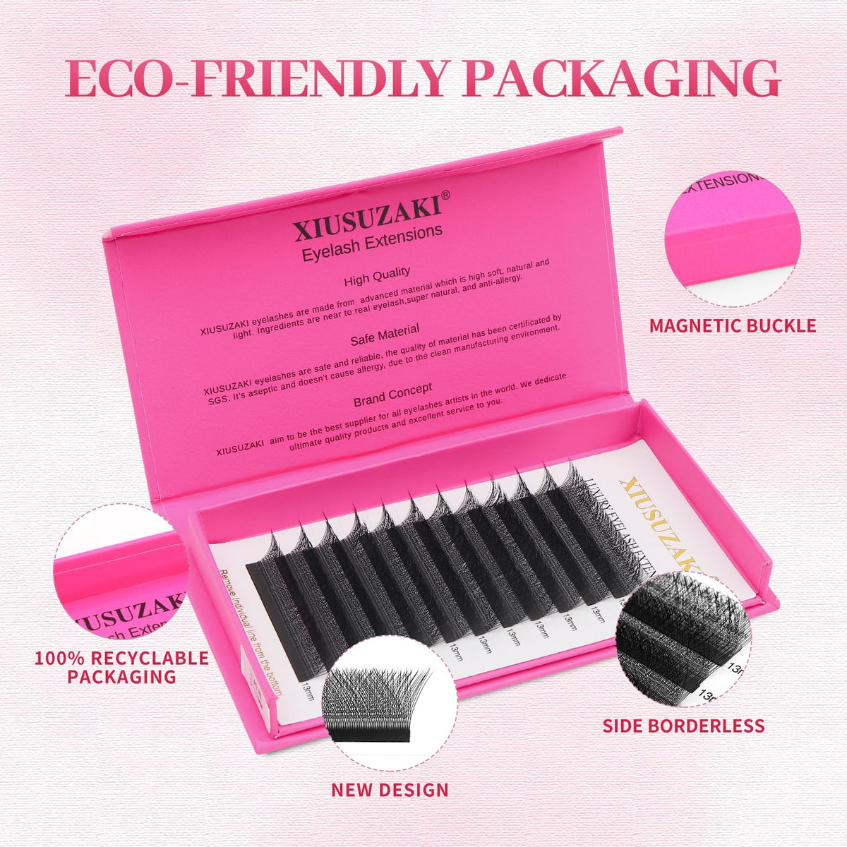 W Lash Extensions Supplies 3D Eyelash Extensions W Shape 0.07mm Thickness D Curl 11mm Premade Fans