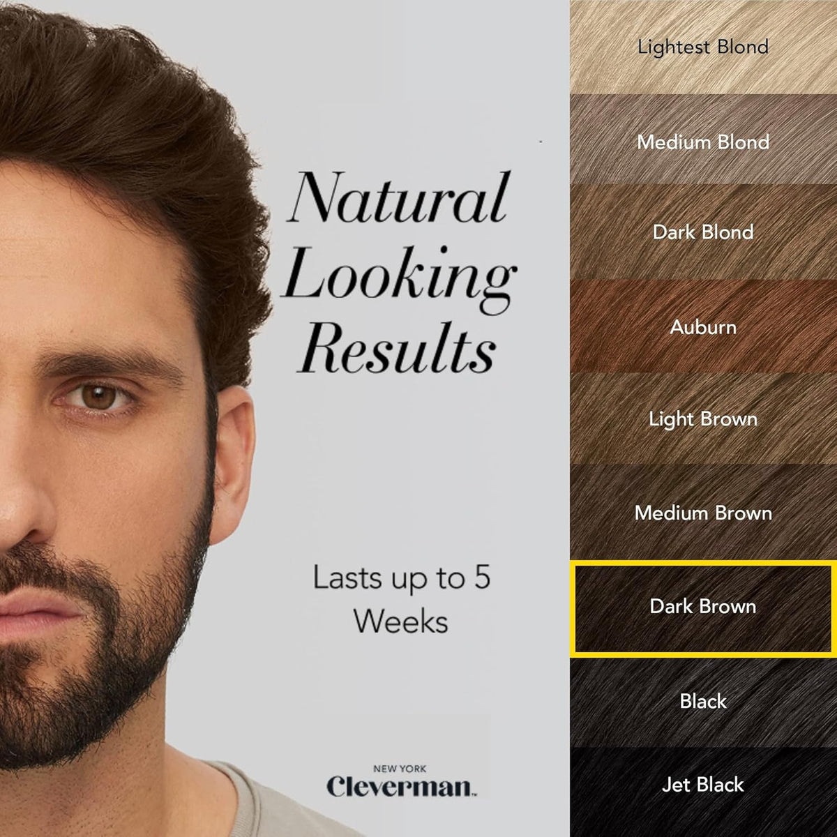 Cleverman Dark Brown Hair & Beard Dye Kit for Men - Natural-Looking Gray Coverage