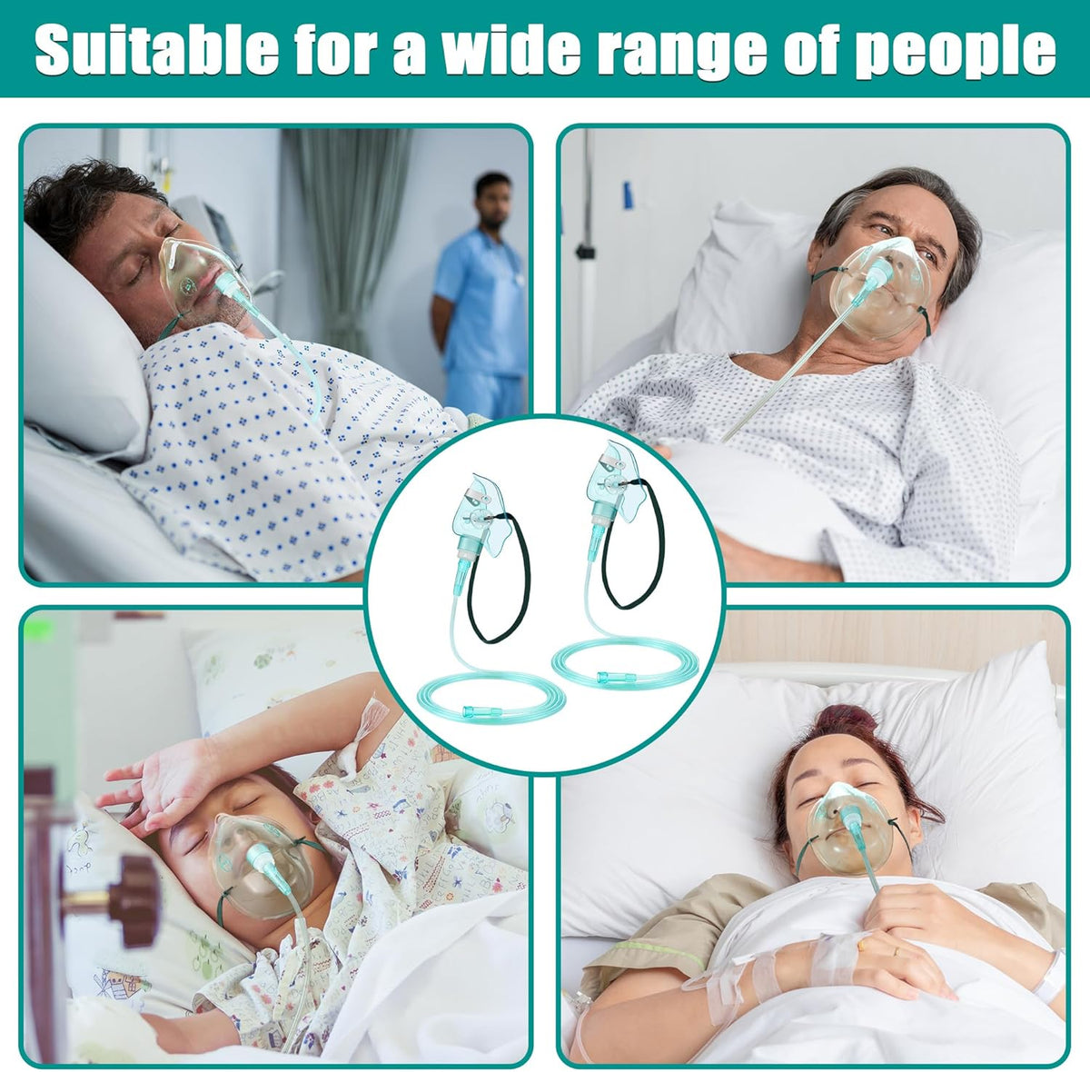 Geiserailie 2PCS Pediatric Elongated (M) Oxygen Mask with 6.6 Ft Tubing and Adjustable Elastic