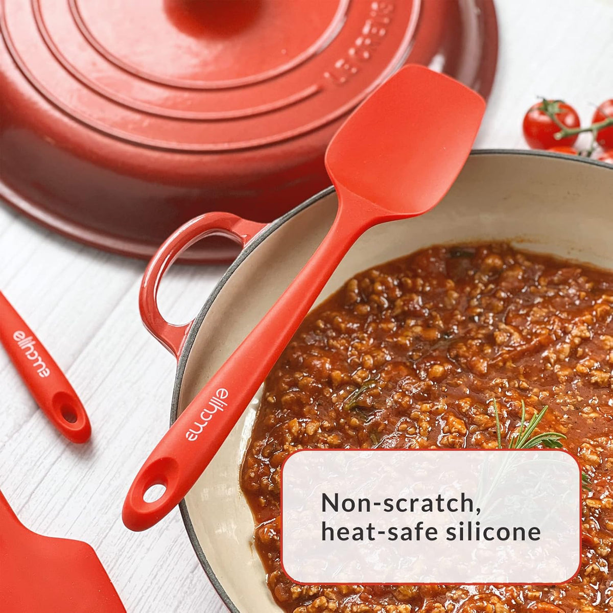 Elihome Classic Silicone Spoonula - Non-Stick Heat Resistant Silicone Scraper Spatula for Mixing