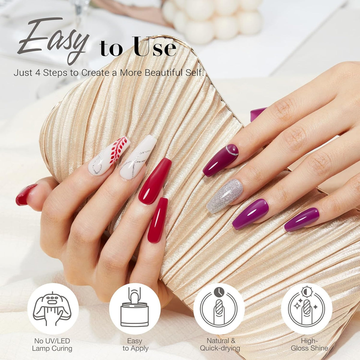 AZUREBEAUTY Dip Powder Nail Kit Starter 20 Colors Glitter Dark Green Grey Purple Fall Winter 31 Pcs