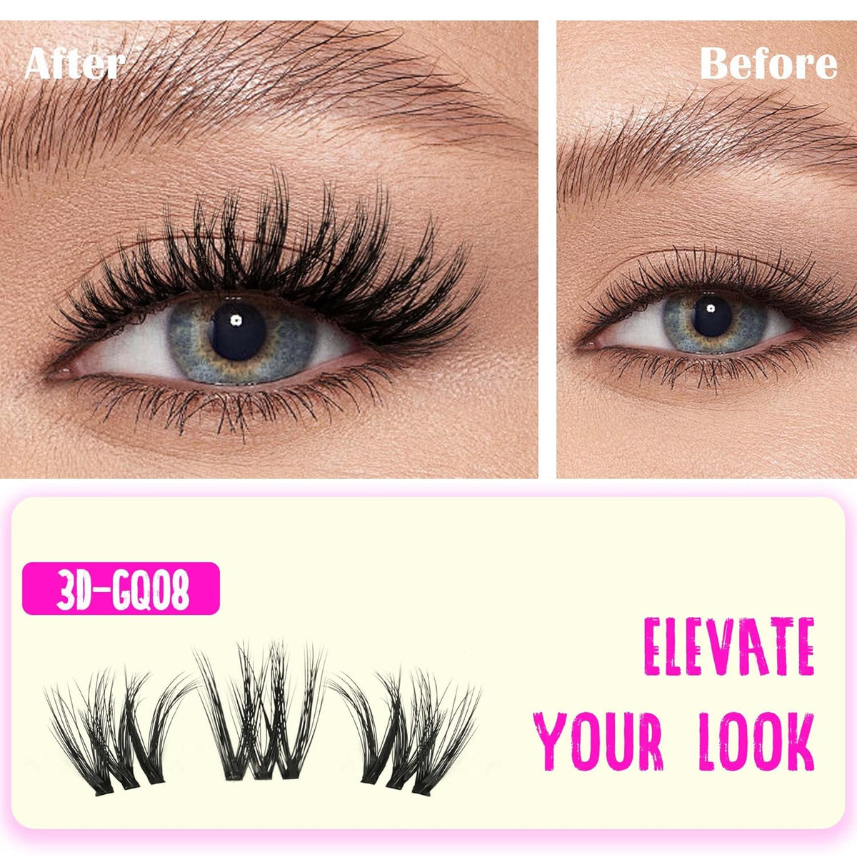 GAQQI Lash Clusters Kit, DIY Lash Extensions Kit 10-14mm Cluster Lashes, Wispy Eyelash Clusters