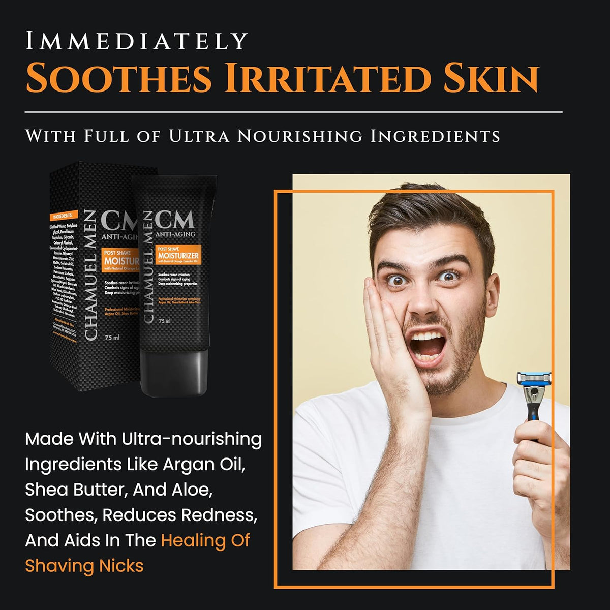 Anti Aging Daily Aftershave for Men - All Natural Mens Face Cream and Moisturizer with Argan, Shea