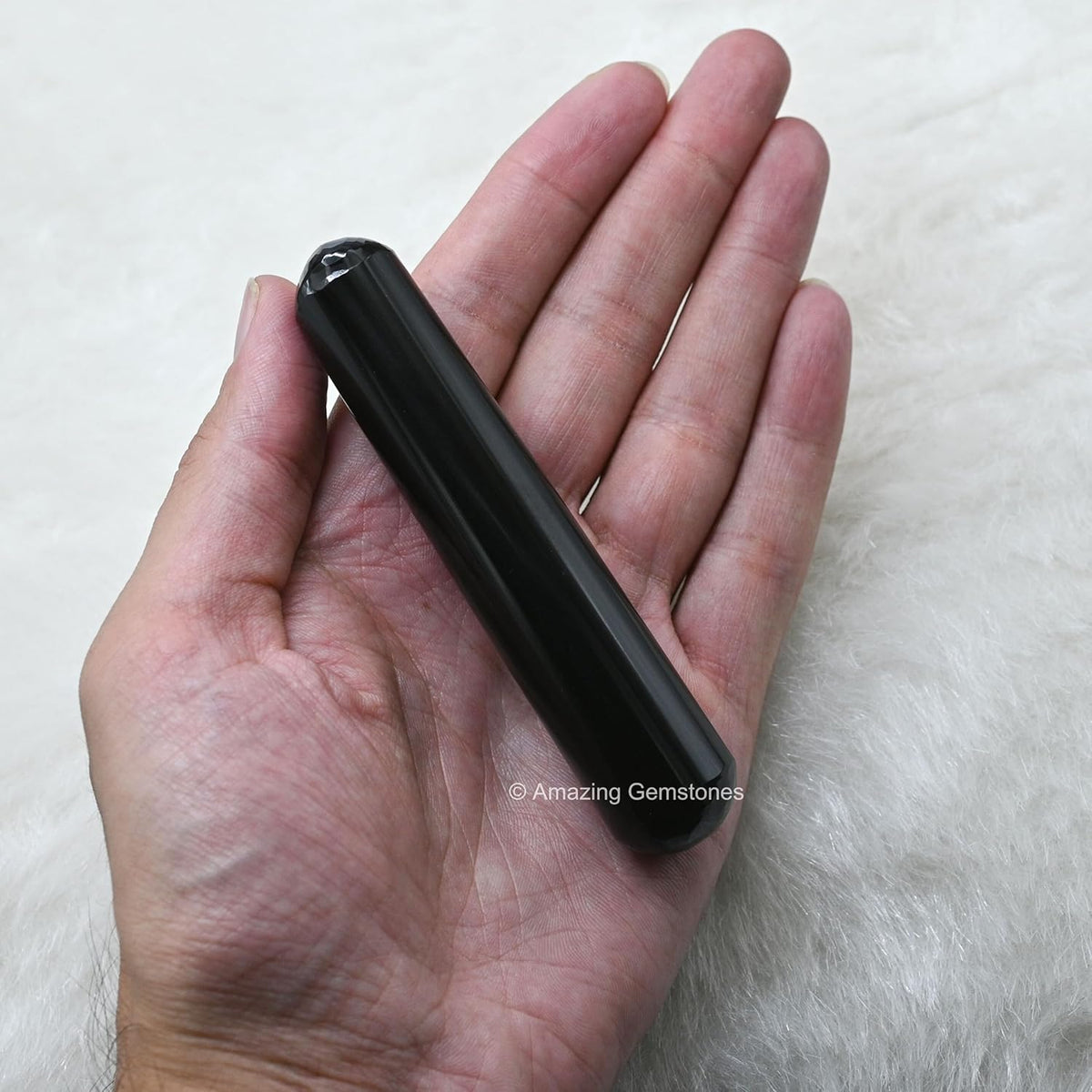 Amazing Gemstone Black Agate Crystal Wand Massage Stick - Pelvic Wand Gua Sha for Adults - Crystals