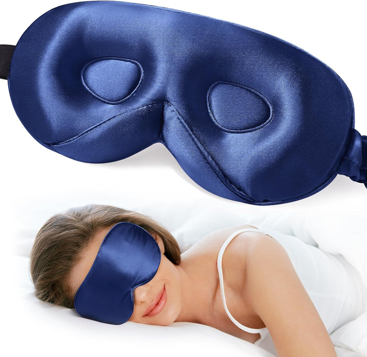 LitBear 100% 22 Momme Mulberry Silk Sleep Mask - 3D Contoured Eye Mask for Men Women, Soft