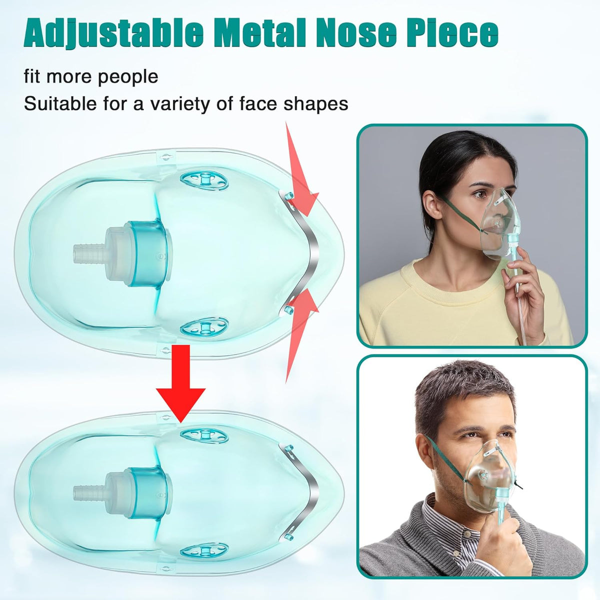 Geiserailie 2PCS XL Oxygen Mask with 6.6 Ft Tubing and Adjustable Elastic Strap, Adult Oxygen Mask