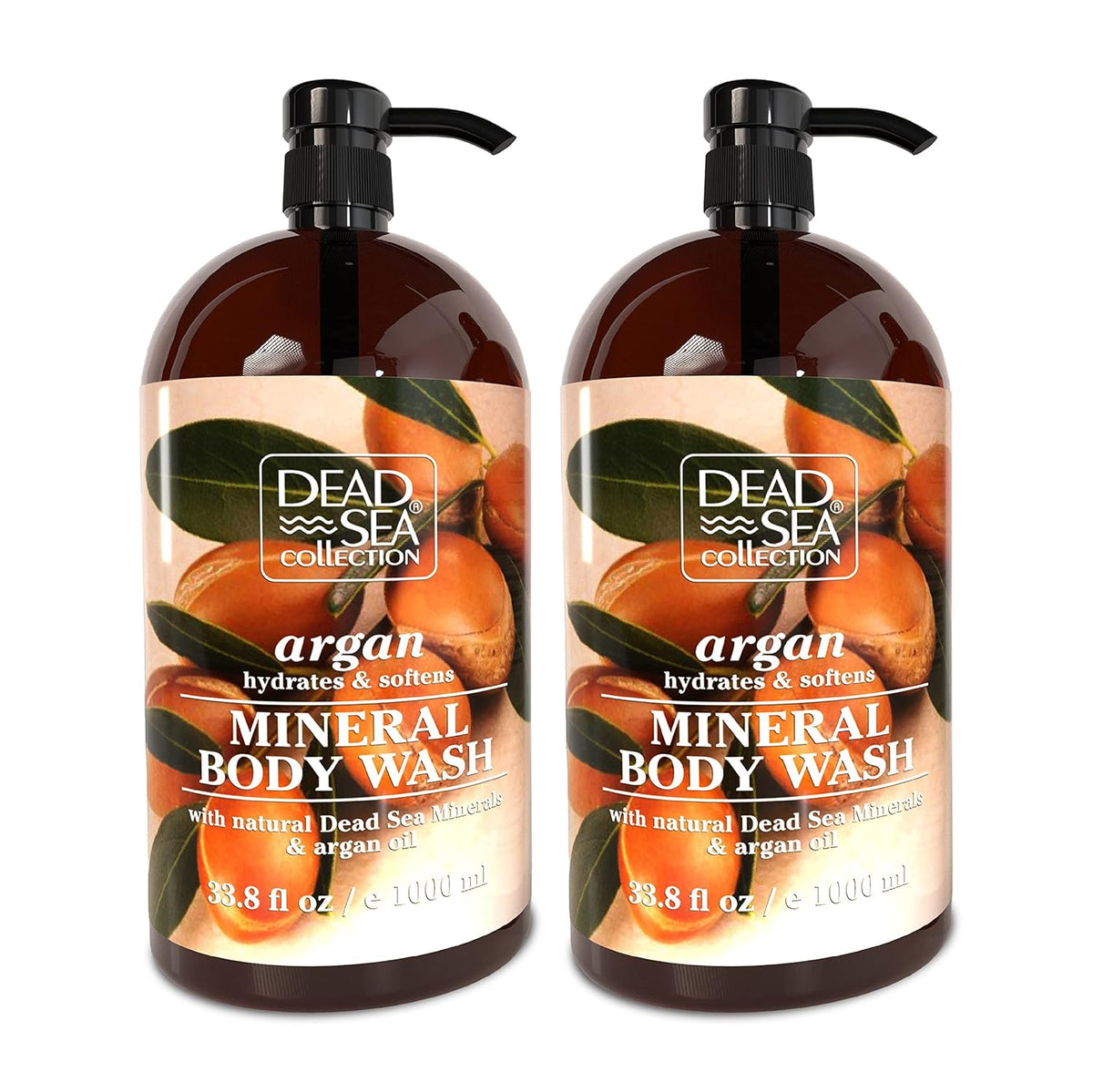 Dead Sea Collection Argan Body Wash for Women and Men - with Pure Dead Sea Minerals and Argan Oil