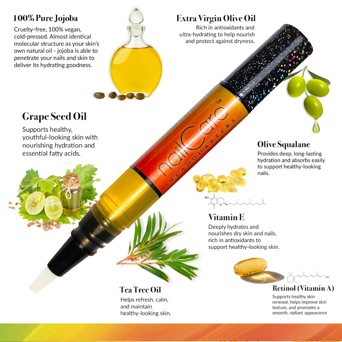 Nail Care Headquarters Simply Pure Cuticle Oil Pen for Nails - Nail Strengthener & Growth Oil and