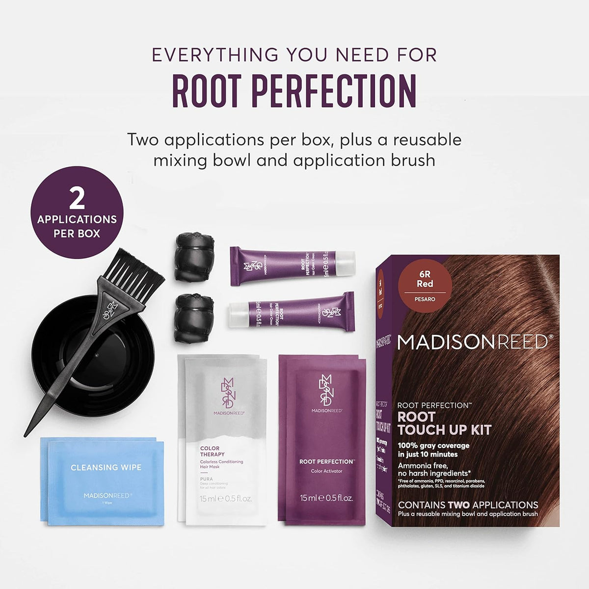 Madison Reed Root Perfection Permanent Root Touch Up, Red 6R Pesaro, 10 Minutes for 100% Gray Root